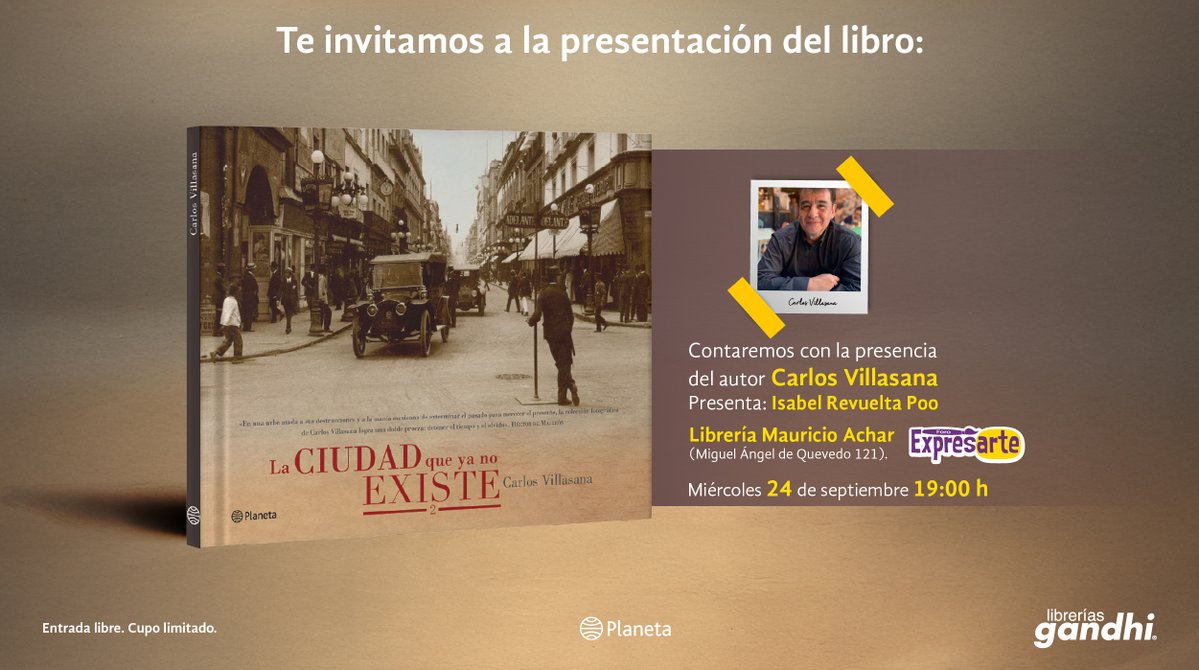 Planeta de Libros México (@planetalibrosmx) on Twitter photo ¿Puede una ciudad desaparecer? 🏙️➡️📖
Los invitamos a la presentación de La ciudad que ya no existe 2, de <a href="/cdmexeneltiempo/">México en el Tiempo</a>. Un viaje a través de las imágenes para descubrir los lugares que se llevó el tiempo y las historias que resisten para contarlo.
¡Te esperamos! ¿Puede una ciudad desaparecer? 🏙️➡️📖
Los invitamos a la presentación de La ciudad que ya no existe 2, de <a href="/cdmexeneltiempo/">México en el Tiempo</a>. Un viaje a través de las imágenes para descubrir los lugares que se llevó el tiempo y las historias que resisten para contarlo.
¡Te esperamos!