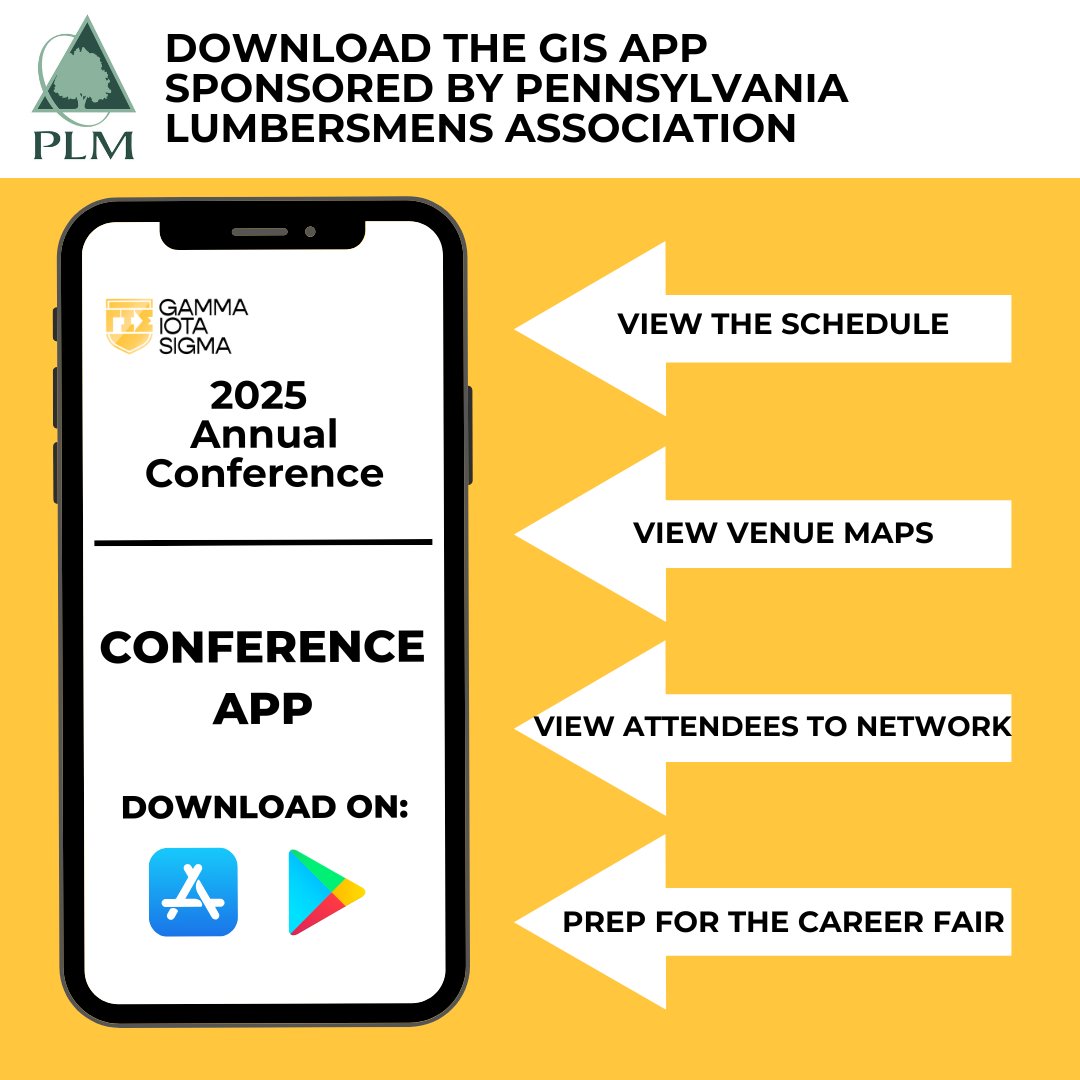 Attending #GISANNUAL2025? Download the conference app Sponsored by Pennsylvania Lumbermens Mutual Insurance Company.
Search for the Gamma Iota Sigma Events app, download, and log in using the email address you used for conference registration.