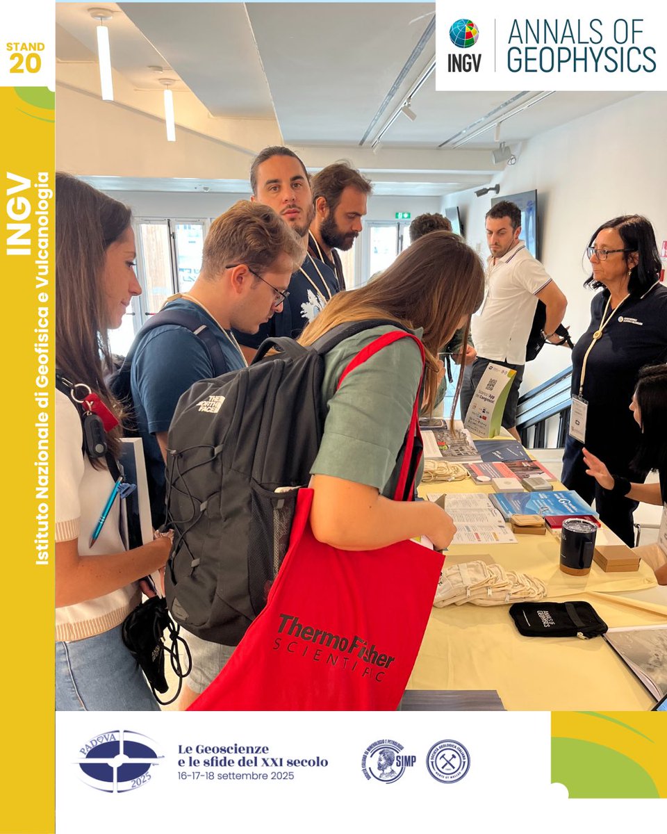 The first day has come to a close! 🌟 

Join us tomorrow at Stand 20 during Geosciences and the Challenges of the 21st Century in Padua. Discover Annals of Geophysics, Journal of Geoethics and Social Geosciences, and Le Collane Editoriali INGV.

bit.ly/SIMP-SGI2025