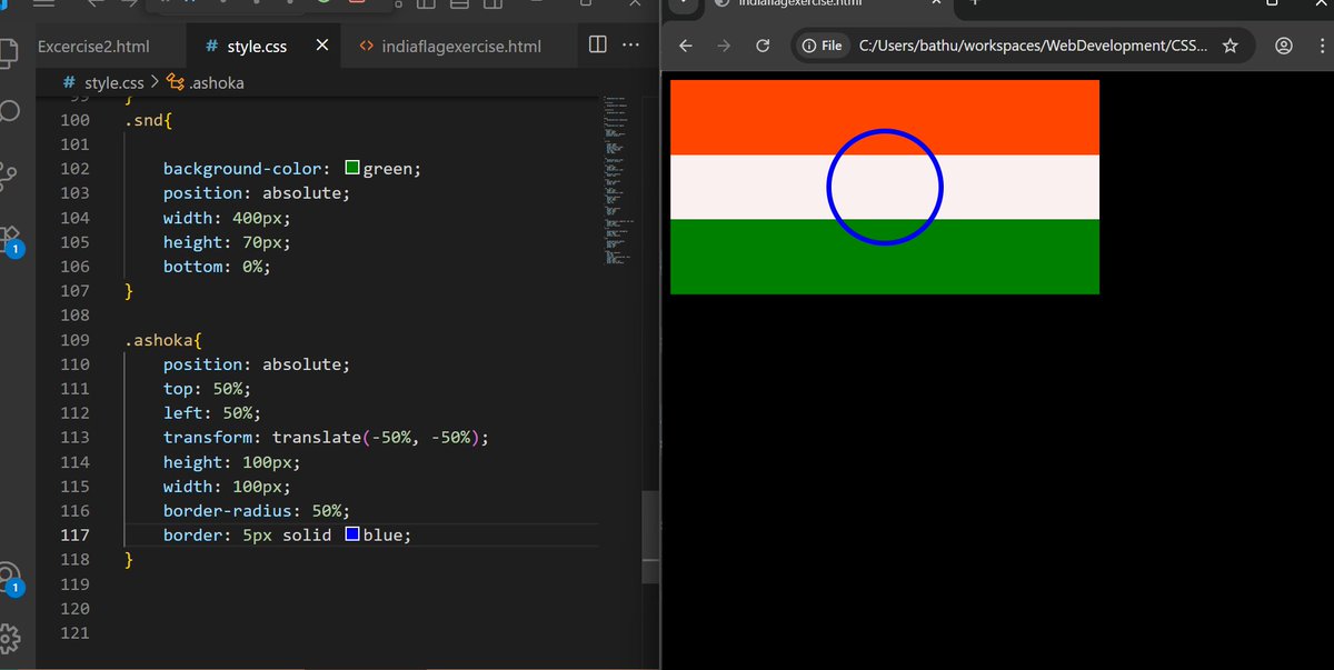 venkateshcoderr's tweet image. > Day -03 of CSS playlist.
>I am enjoying working on these color-related tasks so much, even though I have already learned and mastered full-stack Java, and did some projects.
>Today I covered Static, Relative, Absolute, Fixed, Sticky. Ignore India flag plz I tried🥲.
#Web3