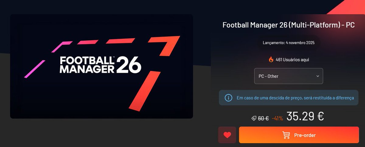 FM26 já disponível para pré-reserva!

Cerca de 15€ mais barato, o mesmo jogo.

Link da Nation:
tinyurl.com/wraypnuy