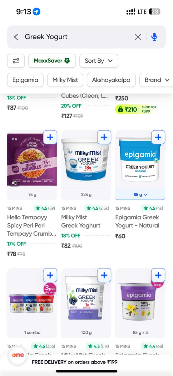 its_shivm's tweet photo. 😂 Zepto be like:
“Raise the price, give you cashback, call it a deal!”

Milky Mist Greek Yogurt (225g):
🛒 Zepto – ₹96 (+₹6 cashback)
🛒 Instamart – ₹82

₹96 – ₹6 ≠ cheaper than ₹82 🤦

@ZeptoNow 

#Zepto #Scam #ConsumerAwareness https://t.co/gA5wcn0jQR