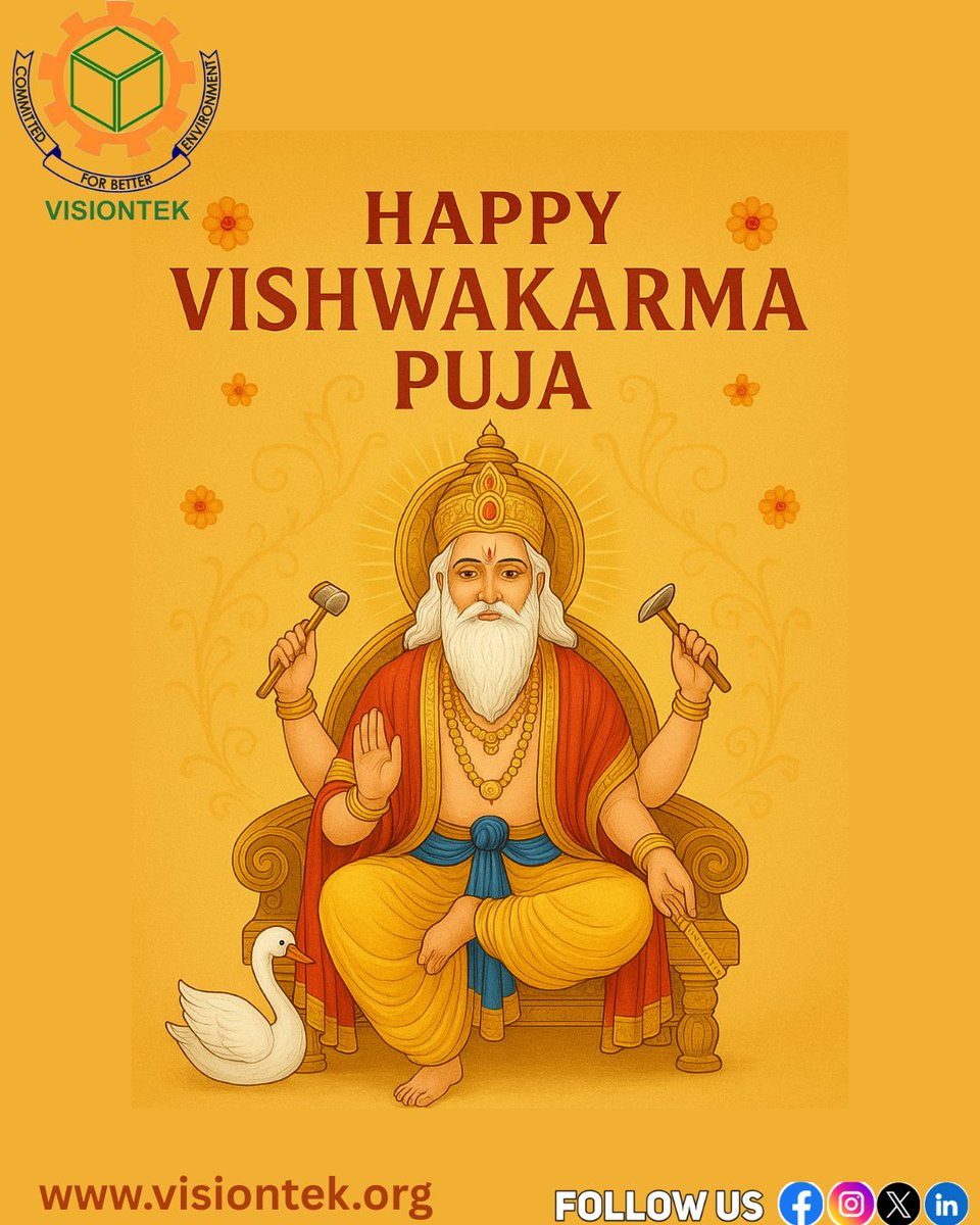 Visiontekcs's tweet image. Honoring the power of creation and the spirit of hard work. Happy Vishwakarma Puja! May your tools and workspaces be blessed with inspiration. 💡 #VishwakarmaPuja2025 #WorkplaceCelebration