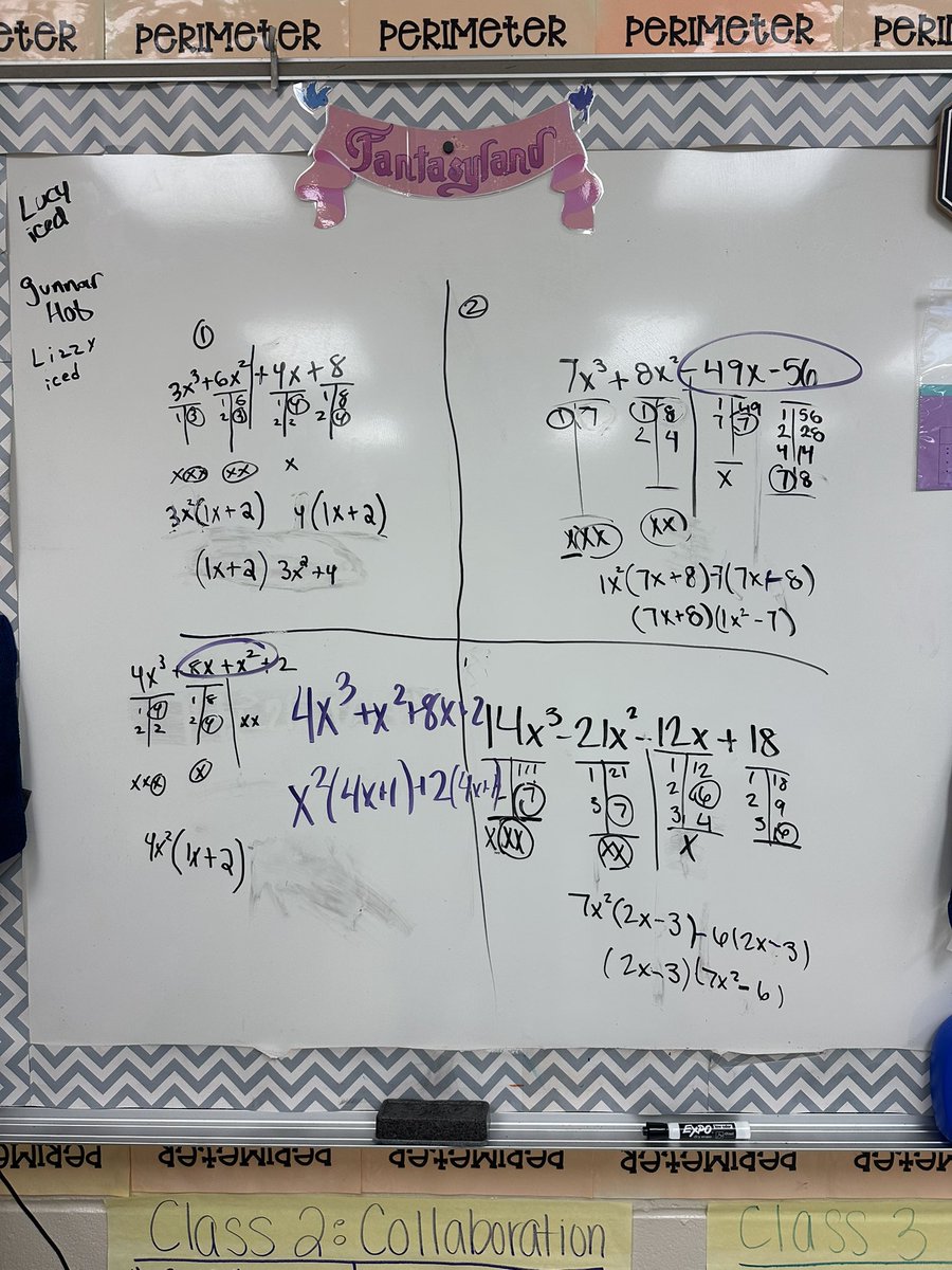 CGoracy's tweet image. Our Algebra II students worked through a #thinslicing task to develop their own understanding of factoring by grouping. #patternrecognition @PointBoroSTEM