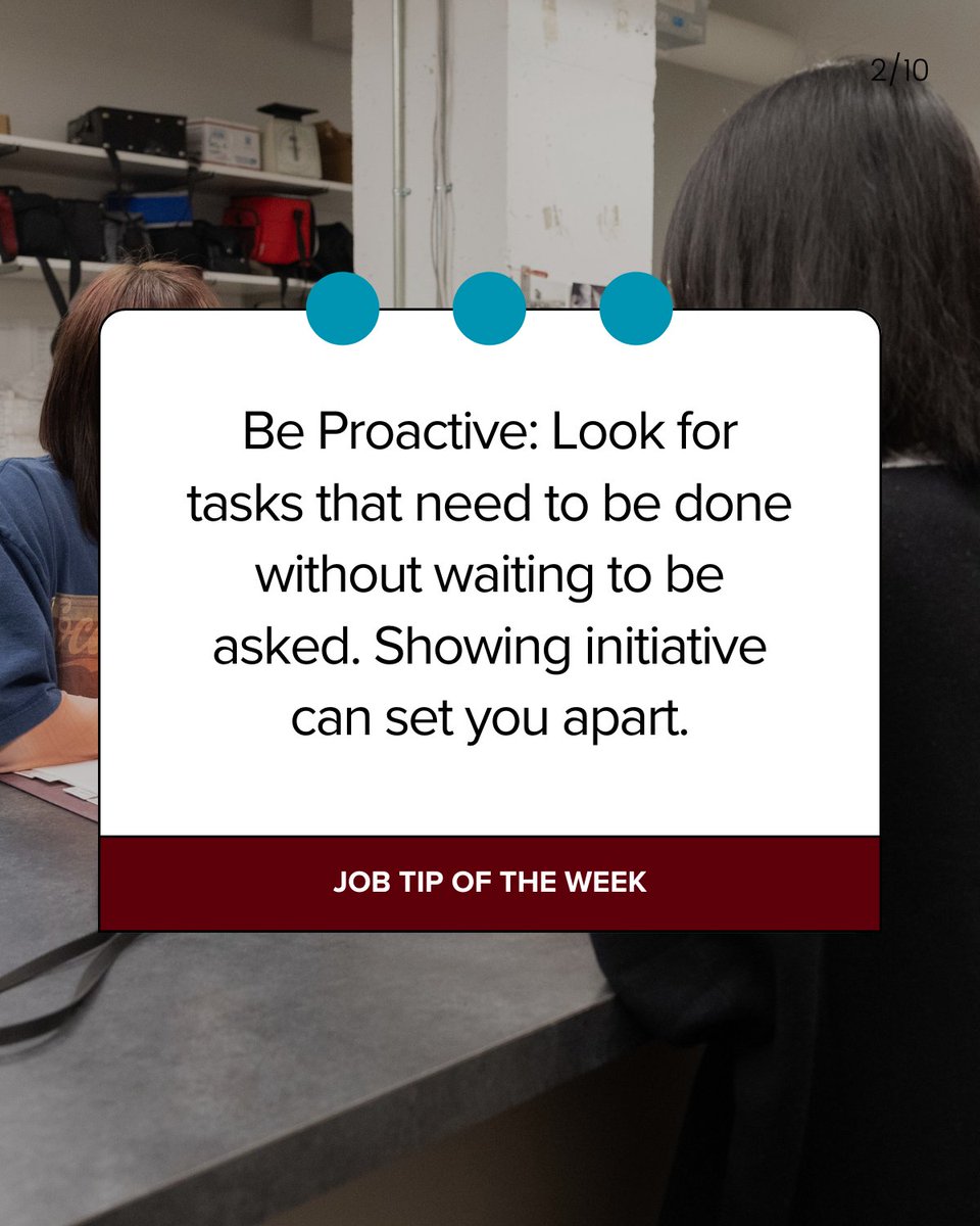 msu_studentemp's tweet image. Don’t wait for tasks to be assigned. Look for ways you can contribute and improve processes. Being proactive shows initiative and dedication. (You might even earn yourself a seat at our National Student Employment Week banquet next spring!) #msustudentemployment #jobtip