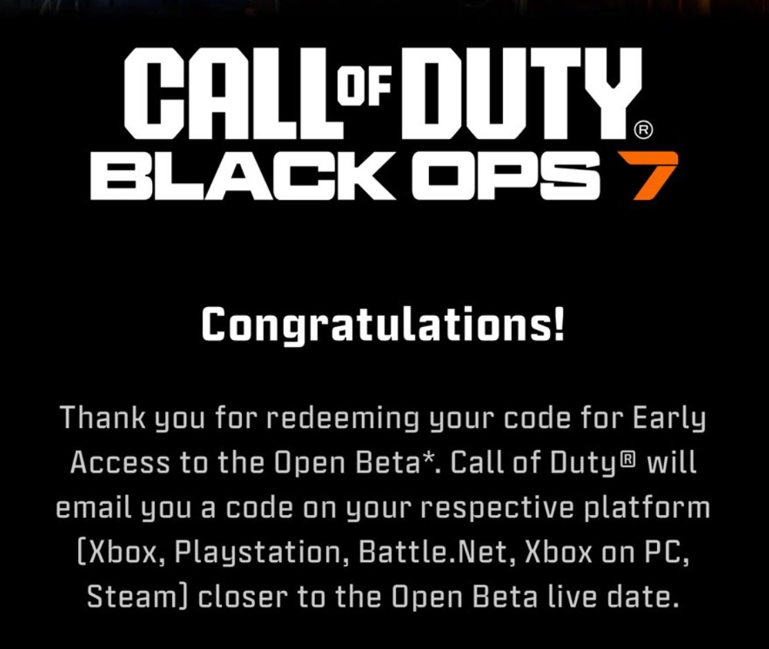 Call of Duty Black Ops 6 Informer (@bo6codinformer) on Twitter photo BLACK OPS 7 BETA CODES will be sent to some people that interact with this post.
Be following <a href="/CODBO7Informer/">Call of Duty Black Ops 7 Informer</a> 💥 BLACK OPS 7 BETA CODES will be sent to some people that interact with this post.
Be following <a href="/CODBO7Informer/">Call of Duty Black Ops 7 Informer</a> 💥