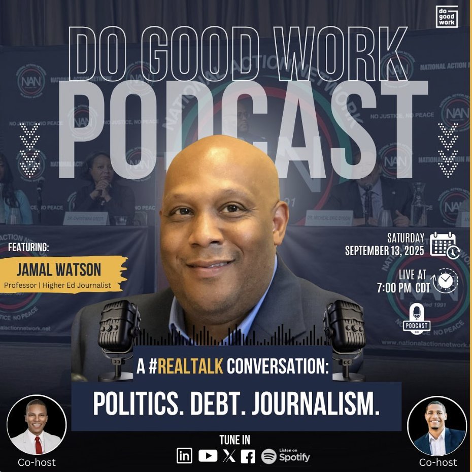 MCT Educational Foundation Board members Dr. <a href="/tlstrayhorn/">Terrell L. Strayhorn, PhD</a>  and Dr. @Jamalericwatson dive into politics, student debt, and higher ed journalism on the Do Good Work podcast! 
Check out their insightful conversation: youtube.com/watch?v=-C9xbb… #HigherEd #StudentDebt