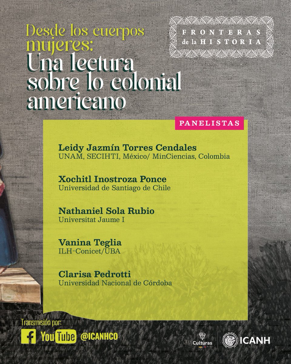 Los y las invitamos a participar en el panel virtual del dosier “Desde los cuerpos mujeres: una lectura sobre lo colonial americano”. 🌐 Nos vemos aquí youtube.com/live/5YgRdEjRT…