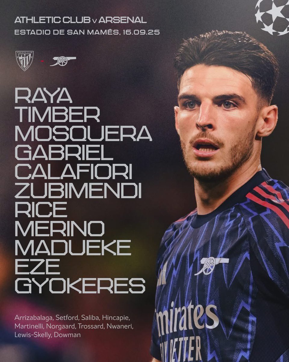 #UCL Arsenal’s lineup vs Bilbao.
Spanish players won’t let us down in Spain.
