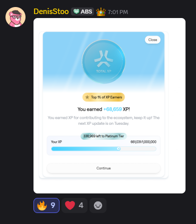 AltcoinSurfers's tweet photo. Another great week for Altcoin Surfers 🥳

Those are our TOP @AbstractChain XP earners:
@ValentinaL51142 76,135 XP
@DenisVlg000 68,659 XP
@Vlad1Ivanciu 68,026 XP
@winningispower 35,951 XP

Congratulations!

@Alex_GPEG, how'd we do? 👀 https://t.co/dJYnqxlzbG