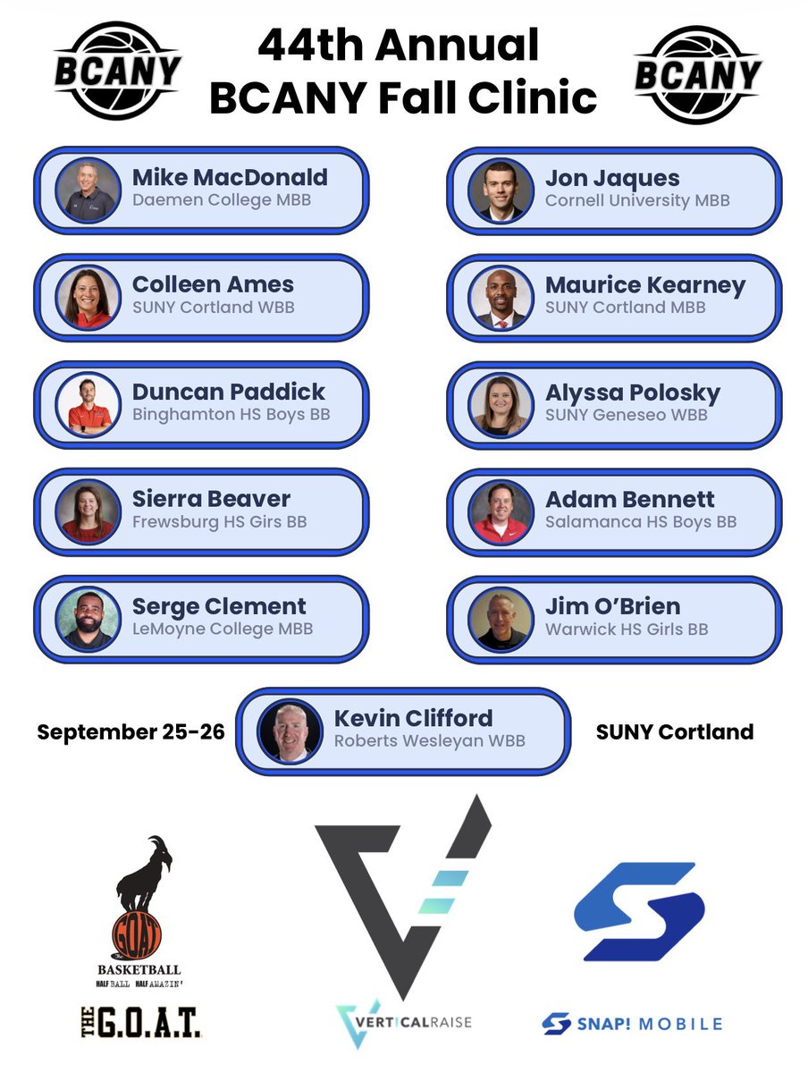 Coach Bennett will be presenting at this year’s Basketball Coaches Association of New York clinic on Sept 26 at SUNY Cortland. 

For more information on the clinic or to sign-up to attend, visit bcany.org.