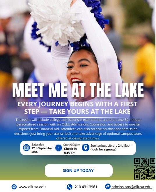 “Meet Me at The Lake" is a special event where you can connect one-to-one with an OLLU Admissions Counselor. Space is limited so RSVP today! ollusa.edu/events/calenda…
