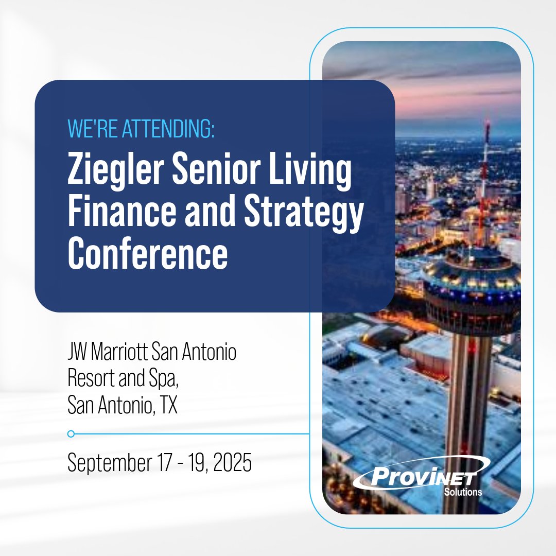 ProviTweet's tweet image. 🚀 Exciting news! ProviNET Solutions will be attending the Ziegler Senior Living Finance & Strategy Conference this September in San Antonio!
🌟 Let's connect and innovate together! 🤝
#Ziegler2025 #SeniorLivingStrategy #ProviNETSolutions #HealthTech