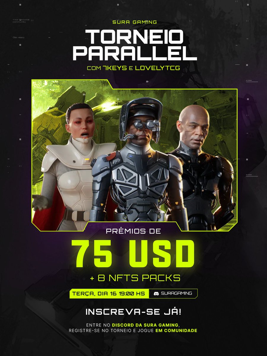 🌌 CIBERGUERRAS, FUTUROS COLAPSADOS E ESTRATÉGIAS DE OUTRO MUNDO! 

Hoje é dia de TORNEIO DE <a href="/Parallel/">Parallel</a>  com <a href="/Its7Keys/">7Keys</a>  e LovelyTCG no comando. ⚡👾

💰 75 USD em prêmios
✨ + 8 NFT Packs esperando os vencedores

⚔️ Reúna sua facção, mergulhe nas batalhas do amanhã e prove que sua