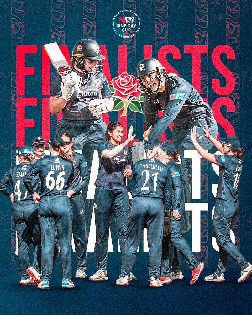 Lancashire Cricket Women (@lancscricketwmn) on Twitter photo LANCASHIRE WIN BY 5 RUNS! ๐๐๐
What a fight back with the ball as we secure our place in the <a href="/onedaycup/">Metro Bank One Day Cup</a> final on Sunday!
๐น #RedRoseTogether LANCASHIRE WIN BY 5 RUNS! ๐๐๐
What a fight back with the ball as we secure our place in the <a href="/onedaycup/">Metro Bank One Day Cup</a> final on Sunday!
๐น #RedRoseTogether