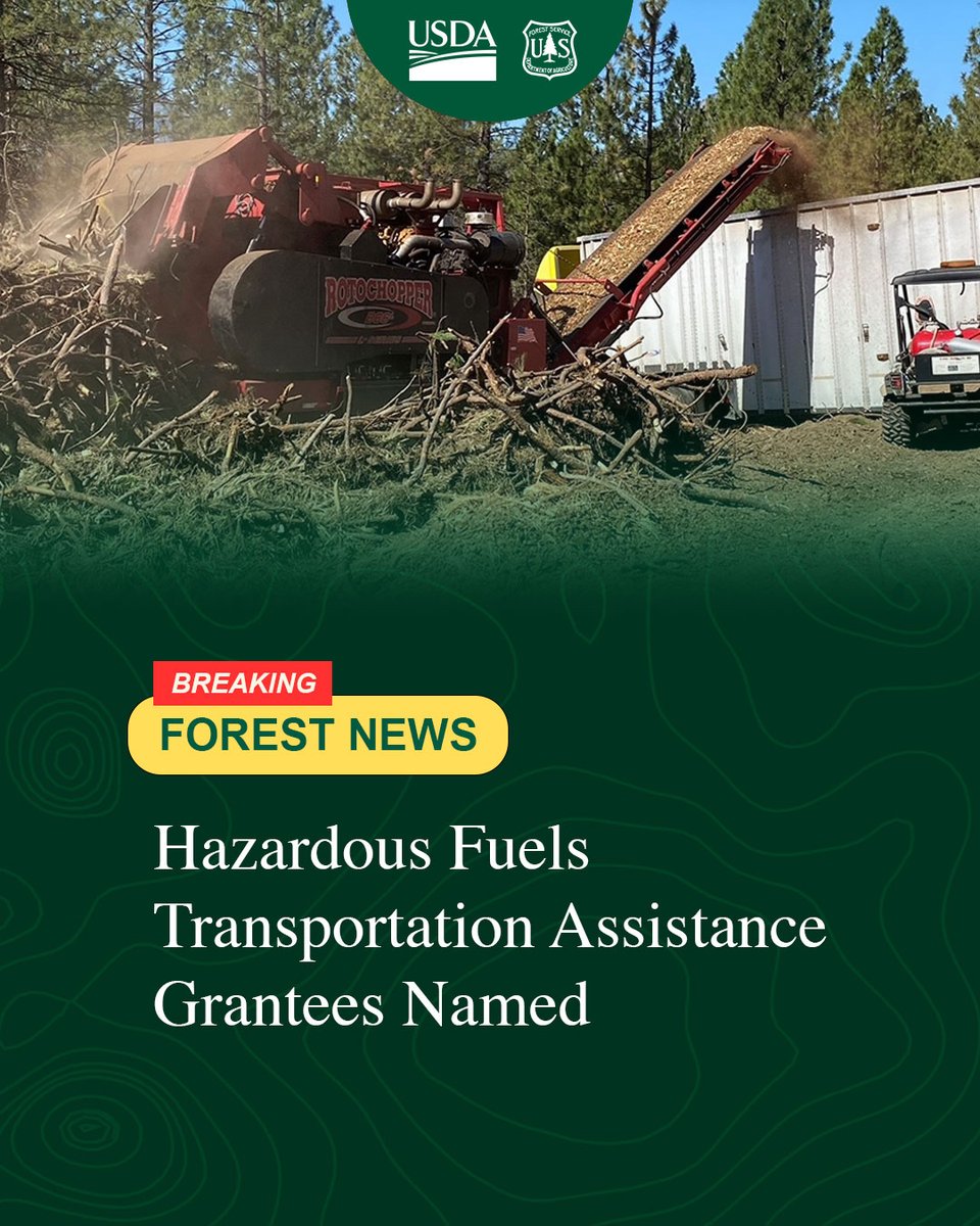 USDA Forest Service invests up to $23 million in grants to move an estimated 1.1 million tons of woody debris from national forests to processing facilities. fs.usda.gov/managing-land/…