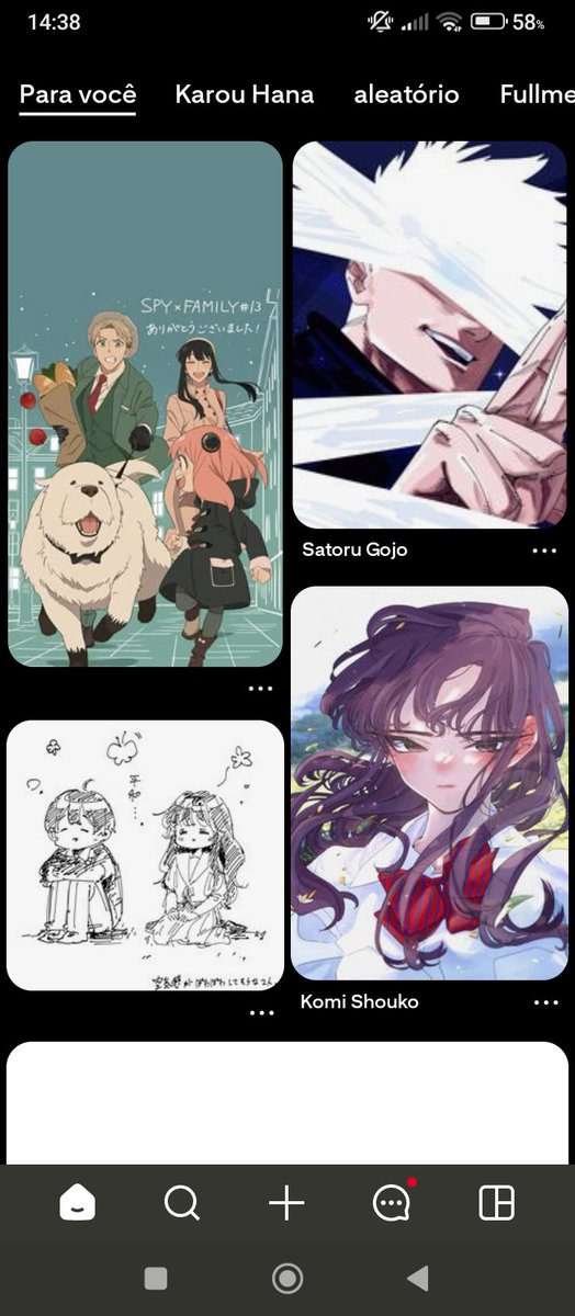 Perfil, tela de início, última música e Pinterest