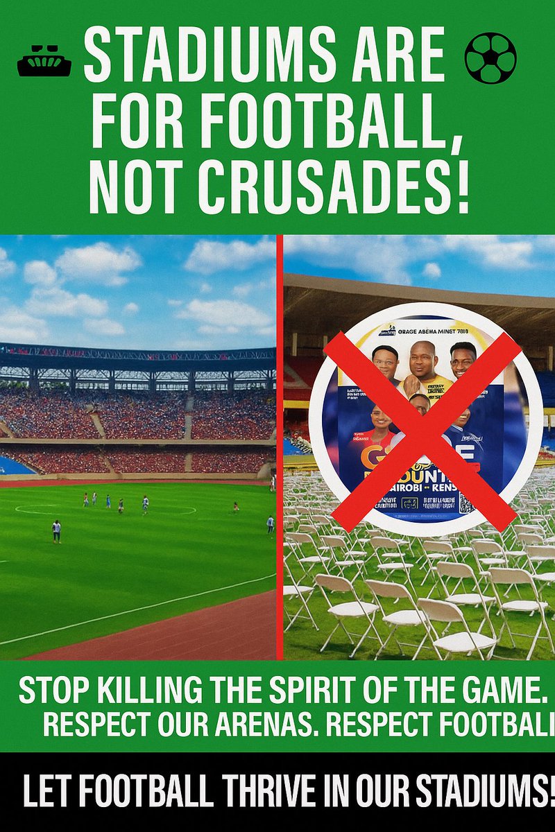 Prayers are important, but stadiums must remain for football. Crusades belong in alternative grounds—let’s protect the spirit of the game. ⚽#StadiumsForFootball #ProtectTheGame #RespectThePitch