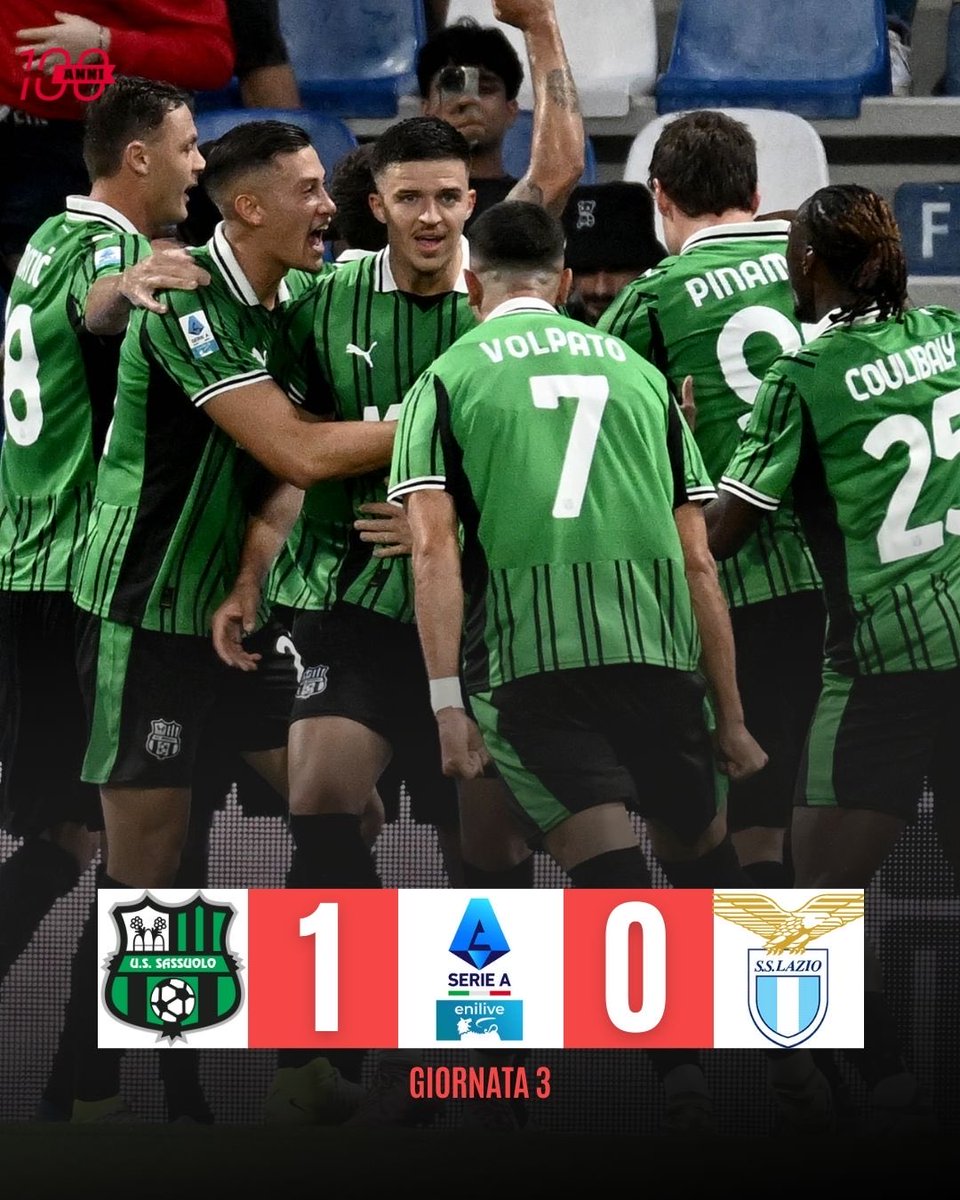 CorSport's tweet photo. 𝑨𝒍 𝑺𝒂𝒔𝒔𝒖𝒐𝒍𝒐 𝒃𝒂𝒔𝒕𝒂 𝑭𝒂𝒅𝒆𝒓𝒂 ⚫️🟢

Al Mapei Stadium il Sassuolo prevale sulla Lazio di misura grazie a una deviazione vincente sotto porta di Fadera. È la prima vittoria della squadra di Grosso in questa Serie A ✅

#CorrieredelloSport #SassuoloLazio #Fadera https://t.co/ExyQbA8Ps2