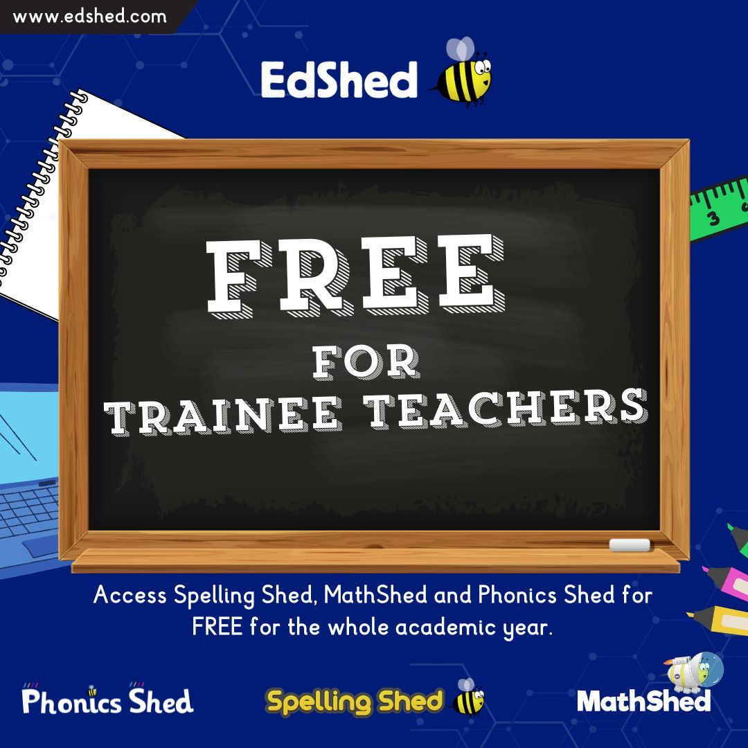 edshed's tweet image. 📢 Calling all Trainee Teachers!

Did you know that as a Trainee Teacher you can access Spelling Shed, MathShed and Phonics Shed for FREE! 🙌😃🥰

Simply sign up for a free trial and email support@edshed.com from your student email address.

#edshed #teachers #educators