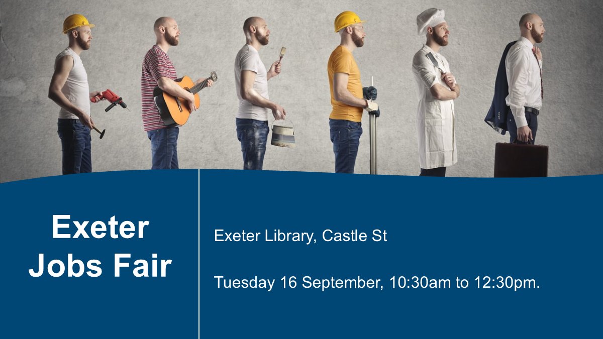 Looking for work in Exeter?

Check out the Exeter Jobs Fair being held at Exeter Library
Tuesday 16 September 
10:30am until 12:30pm

Come and chat to local employers with vacancies in the Exeter area. Bring a CV!