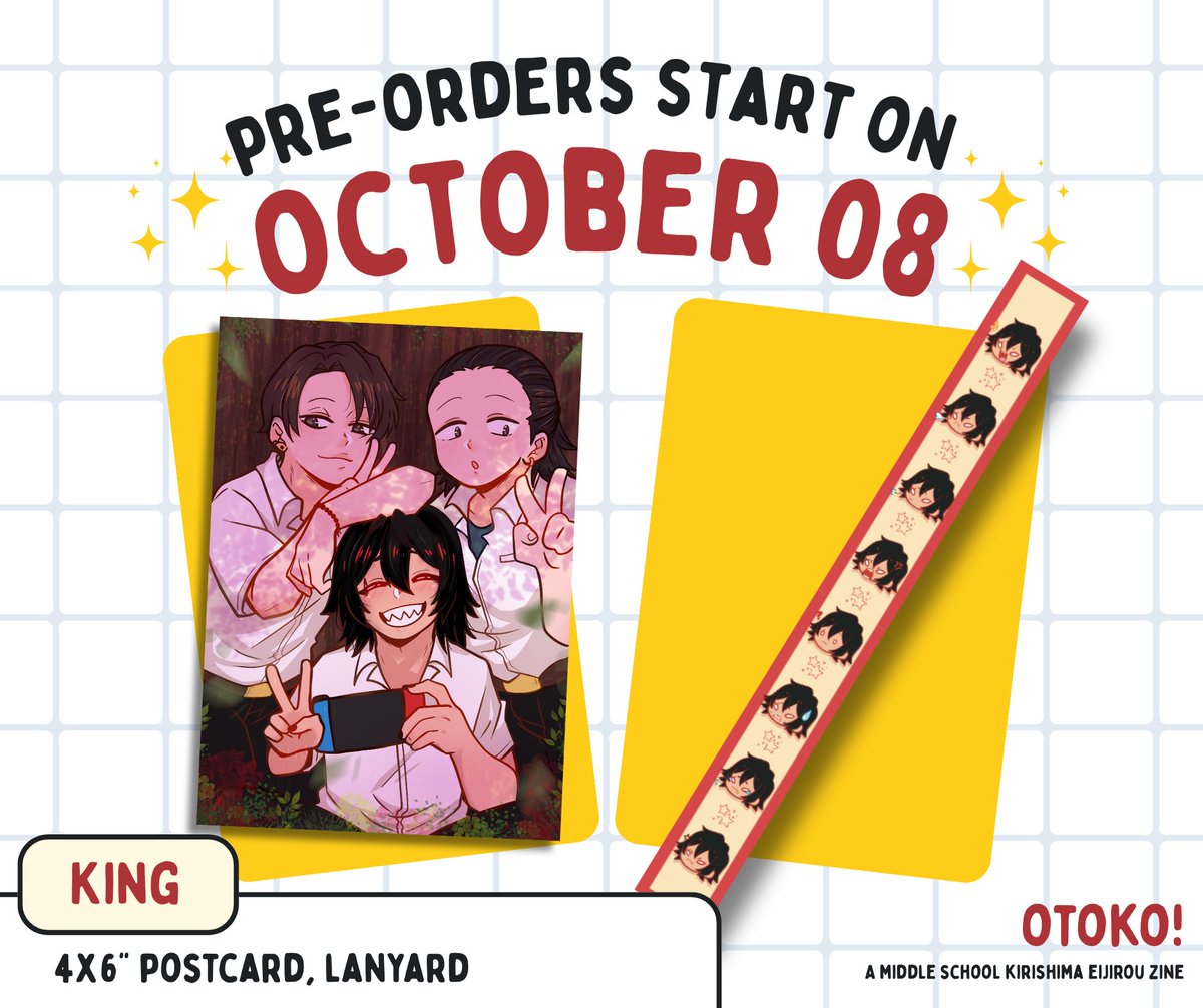 ⭐ MERCH PREVIEW ⭐

Another day closer to preorders means another merch preview! Today's special items are an amazing postcard and lanyard by none other than the iconic <a href="/bakaqeyama1/">King</a>! ‼️✨️