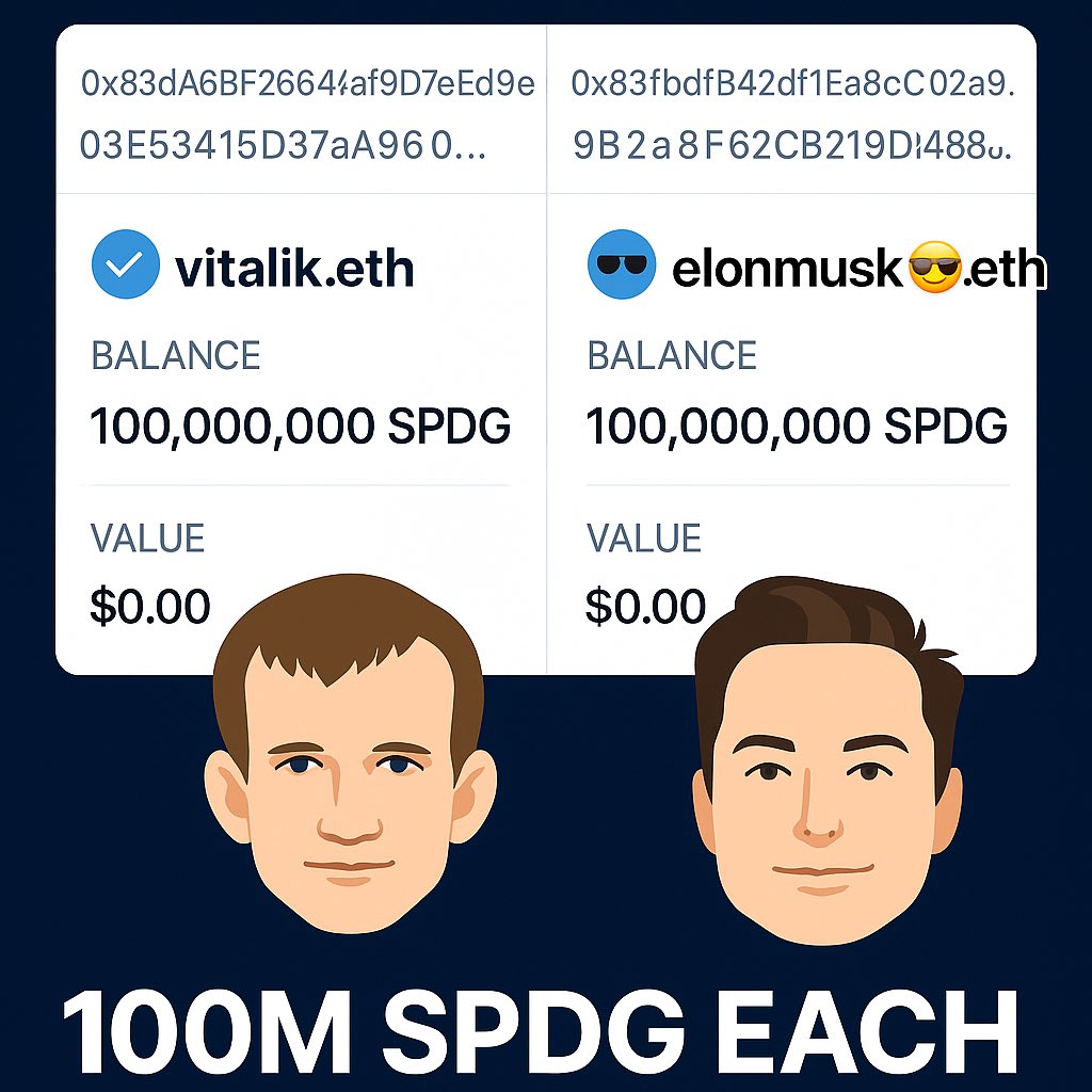 spacedogexyz's tweet photo. 👀 Vitalik.eth + Elon.eth wallets now each holding 100M $SPDG.
The Next Dogecoin has landed in legendary hands 🚀🐕🌕
#SPDG #NextDogecoin https://t.co/I2rCcuEHuS