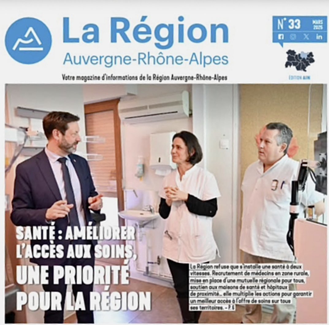 Maisons de Santé : Le 1er Ministre connaît l'action de la Région AURA et s'en inspire certainement pour son réseau de 5000 maisons « France Santé ».
Une volonté mise en œuvre ici avec la création de « Maisons de Santé Pluridisciplinaires » : un beau succès !
<a href="/Pannekouckefabr/">Fabrice Pannekoucke</a>