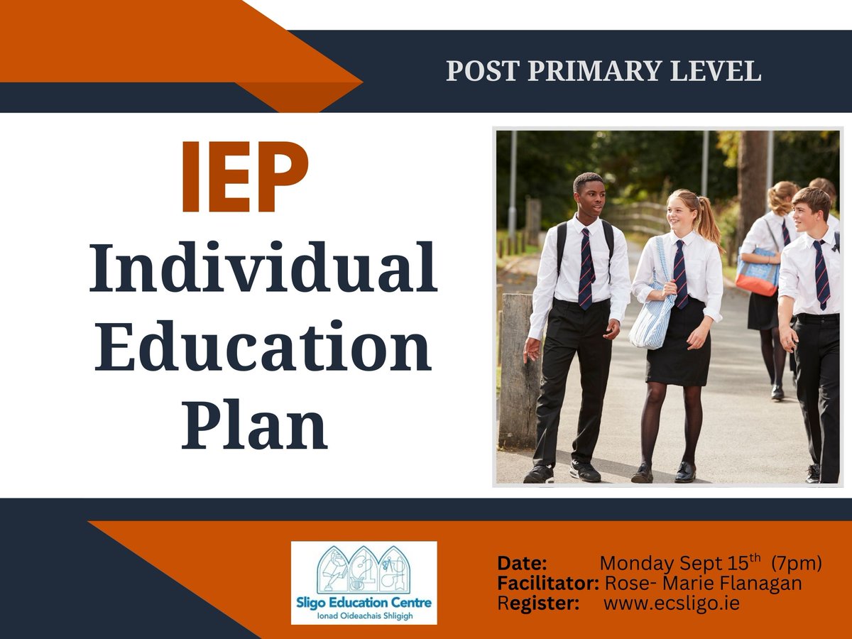 SligoEdCentre's tweet image. 📢 Mainstream &amp;amp; SET teachers
Rose-Marie Flanagan will give an overview of the
➡️Rationale for using IEPs.
➡️Process of devising an IEP.
➡️Devising targets and strategies to meet the students’ needs will be explained.
👉Register:ecsligo.ie

#IEPs  #postprimary #SET