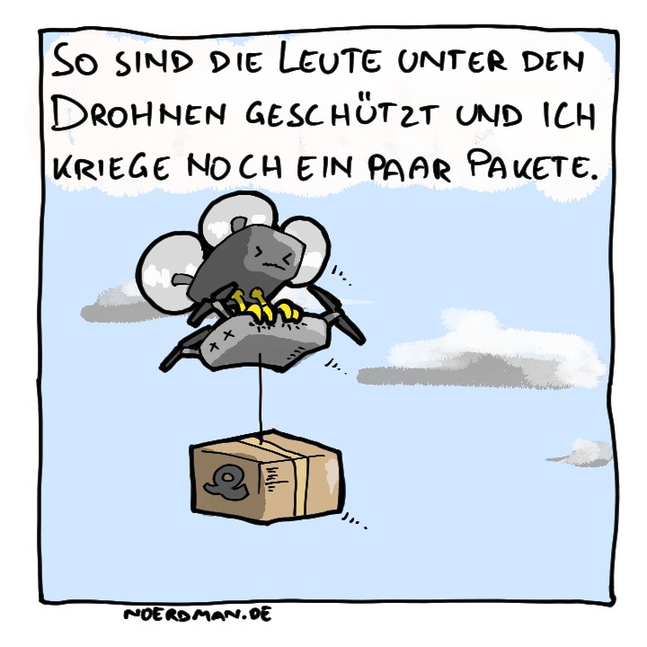Nein, Herr Wachtmeister... ich bin mir ziemlich sicher, dass die fremde Drohne nicht mehr korrekt funktioniert hat. Sollte ein Fall für das Bergungsrecht sein.