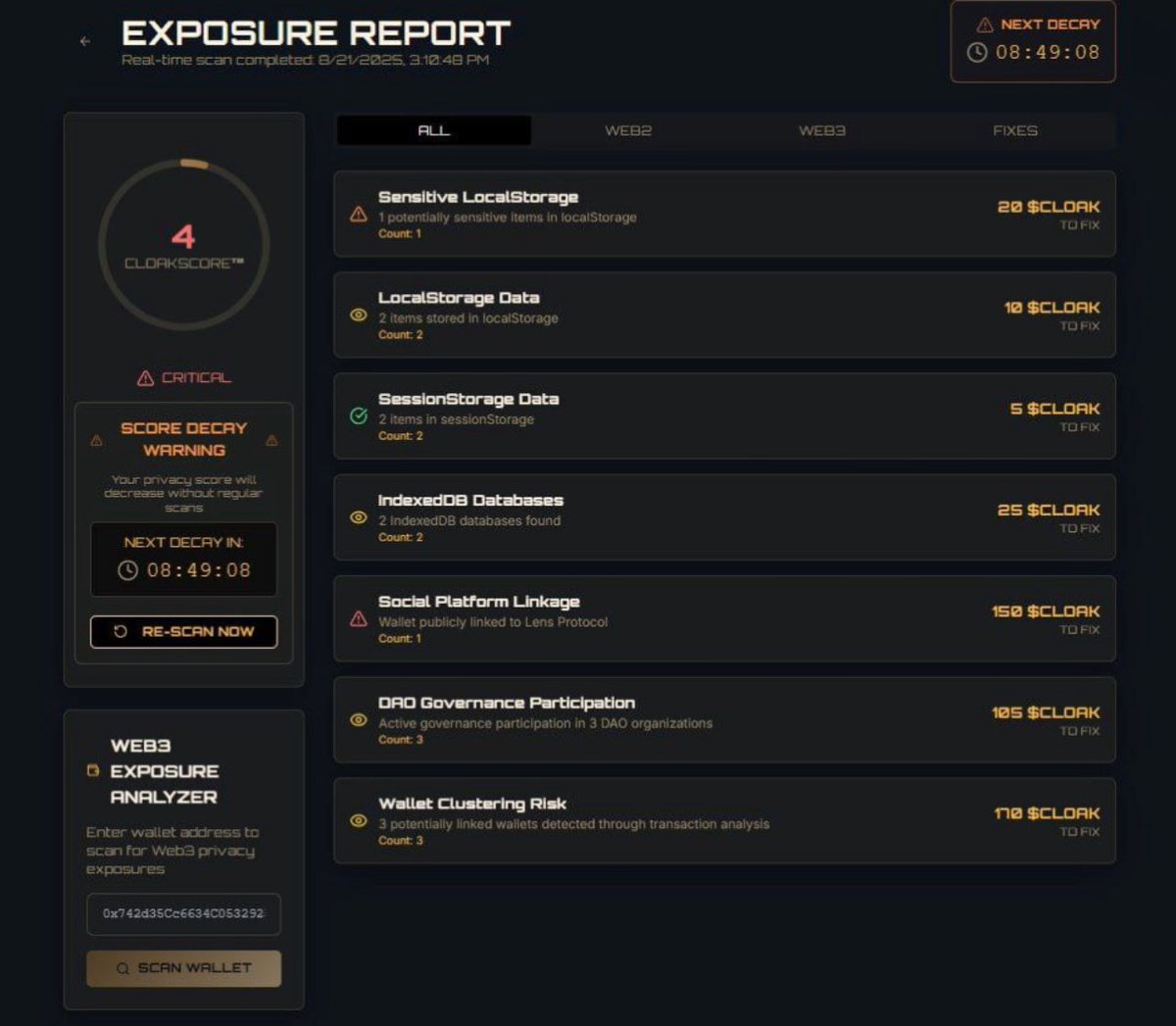 Cloak_network's tweet photo. Every connection your wallet makes is a doorway.
Most stay open long after you’ve forgotten them.
That’s how exploits slip in.

CloakTrace will change that.
One dashboard. Full visibility. Instant revokes.

The shadows won’t stand a chance.

#StayCloaked https://t.co/FXTG4TS3za
