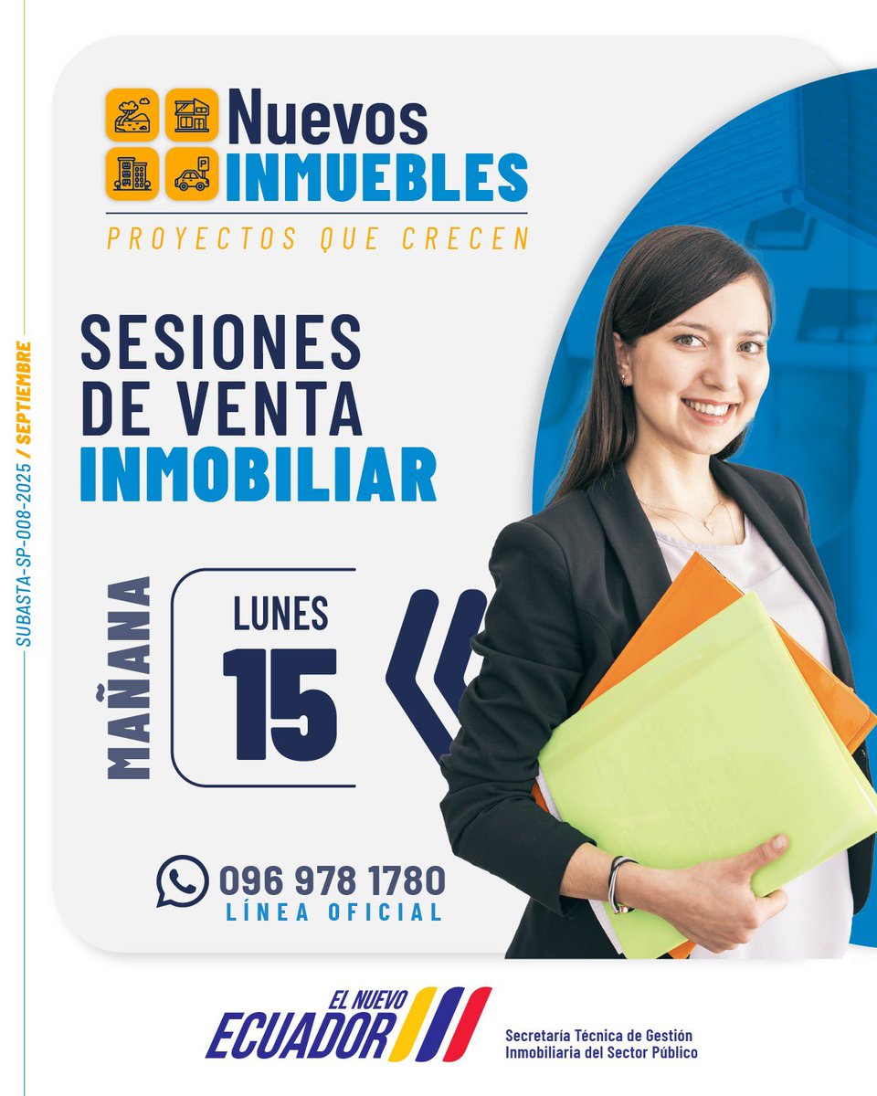 inmobiliarec's tweet photo. #Inmobiliar, tus bienes. 🏡
Mañana | 🧑💻 Sigue la transmisión en vivo de la #SubastaInmobiliar de los #NuevosInmuebles de septiembre, a través de nuestra cuenta de Facebook.
🔗 https://t.co/zFWBJiY1aG
#ElNuevoEcuador https://t.co/HdVYYKL3RH
