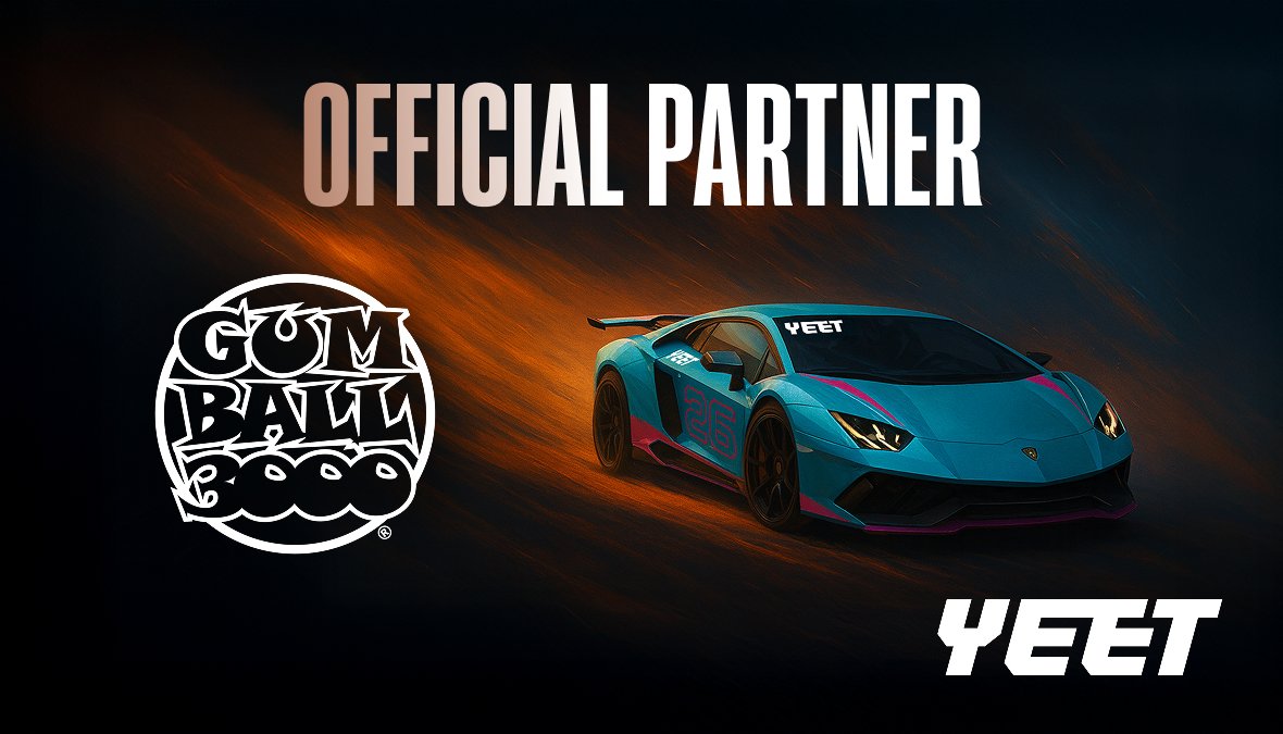 yeet's tweet photo. To celebrate YEET's partnership with @gumball3000, we're bringing you two weeks of games, giveaways and Gumball3000 highlights!

Celebrating the world’s most iconic rally in true YEET style.

Buckle up! The action starts tomorrow. https://t.co/CNCwCYr5ns