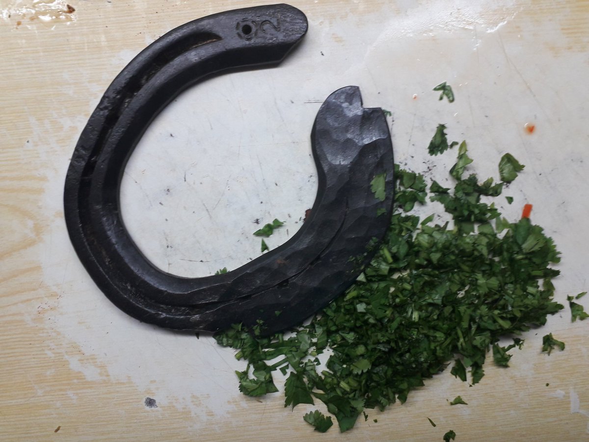 Trying out the upcycled horseshoe/ herb chopper by E Roots Creations. Obtained today at Woodfest at Belmont House