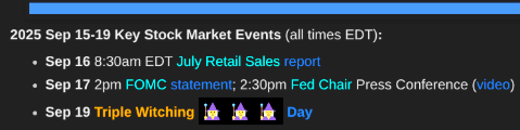 DomainMondo's tweet photo. Sep 15-19 Key Stock Market Events: Sep 16 July Retail Sales @uscensusbureau  report; Sep 17 #FOMC statement &amp; #Fed Chair Press Conference; Sep 19 Triple #Witching 🧙‍♀️🧙‍♀️🧙‍♀️ Day https://t.co/lJmKhX779K $QQQ #tech #AI #stocks #investments #investors #FederalReserve https://t.co/VYVE1iLDrf