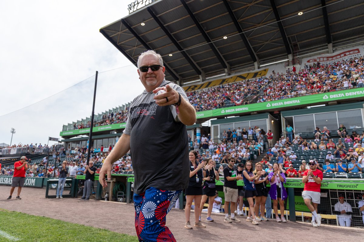 GoSquirrels's tweet image. Who but Parney to throw the last first pitch at The Diamond? 🫶