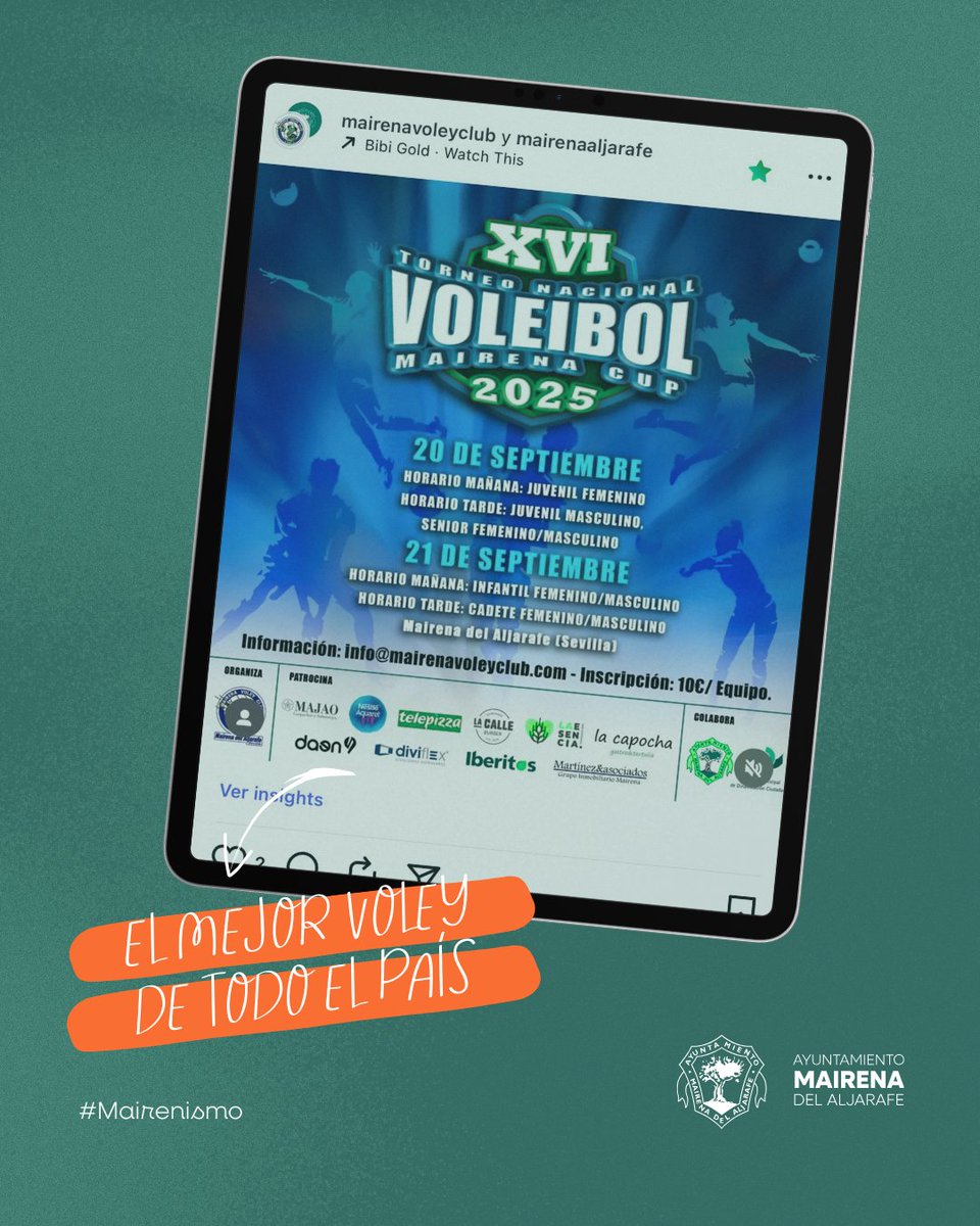 🏐MAIRENA CUP 2025🏐

🤔¿Te acuerdas? 🤔 Pues aquí está de nuevo, y pisando fuerte.

🫵 La semana que viene tienes una cita con el Voley en #Mairena.