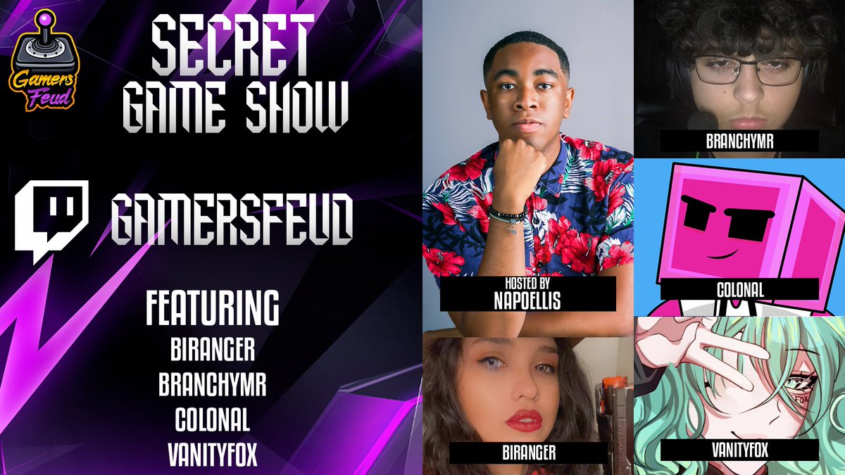 napoellis's tweet image. A SUPER SECRET SHOW IS NOW LIVE!!!

4 of our past creators including: @GoodBiRanger @BranchyMR @ColonalLive @VanityyFox have come to compete on a special show right now with @napoellis

TUNE IN: twitch.tv/GamersFeud