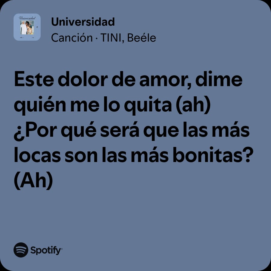 FrasesSpotify2's tweet photo. Universidad | TINI, Beéle https://t.co/gidGCp2ts2