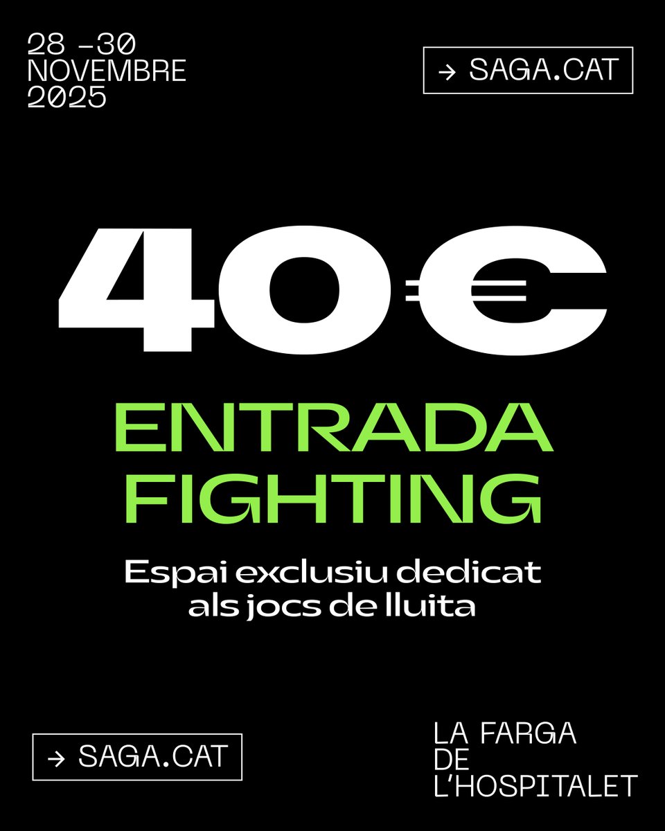 👾⬆️ Encara no tens la teva entrada per #SAGA25? Corre que volen! 📆 Del 28 al 30 de novembre t'esperem al Saló del Gaming en català 🔗 tota la informació a saga.cat