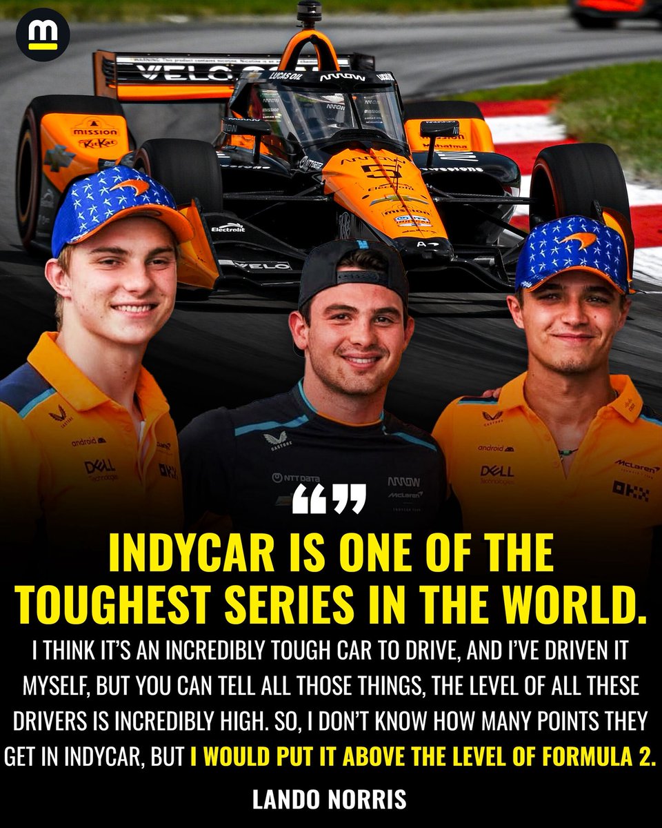 Motorsport's tweet photo. Lando Norris is giving IndyCar its flowers. 🌺
Do you agree with him? https://t.co/xa7t2JQyLt