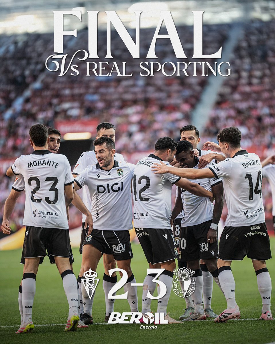 2️⃣-3️⃣ | ⏱ 98’ | ¡FINAAAAAAAAAAAAAL EN EL MOLINÓN! 

¡Vaya victoria, blanquinegros! 🤍🖤

#RealSportingBurgosCF
#BurgosCF