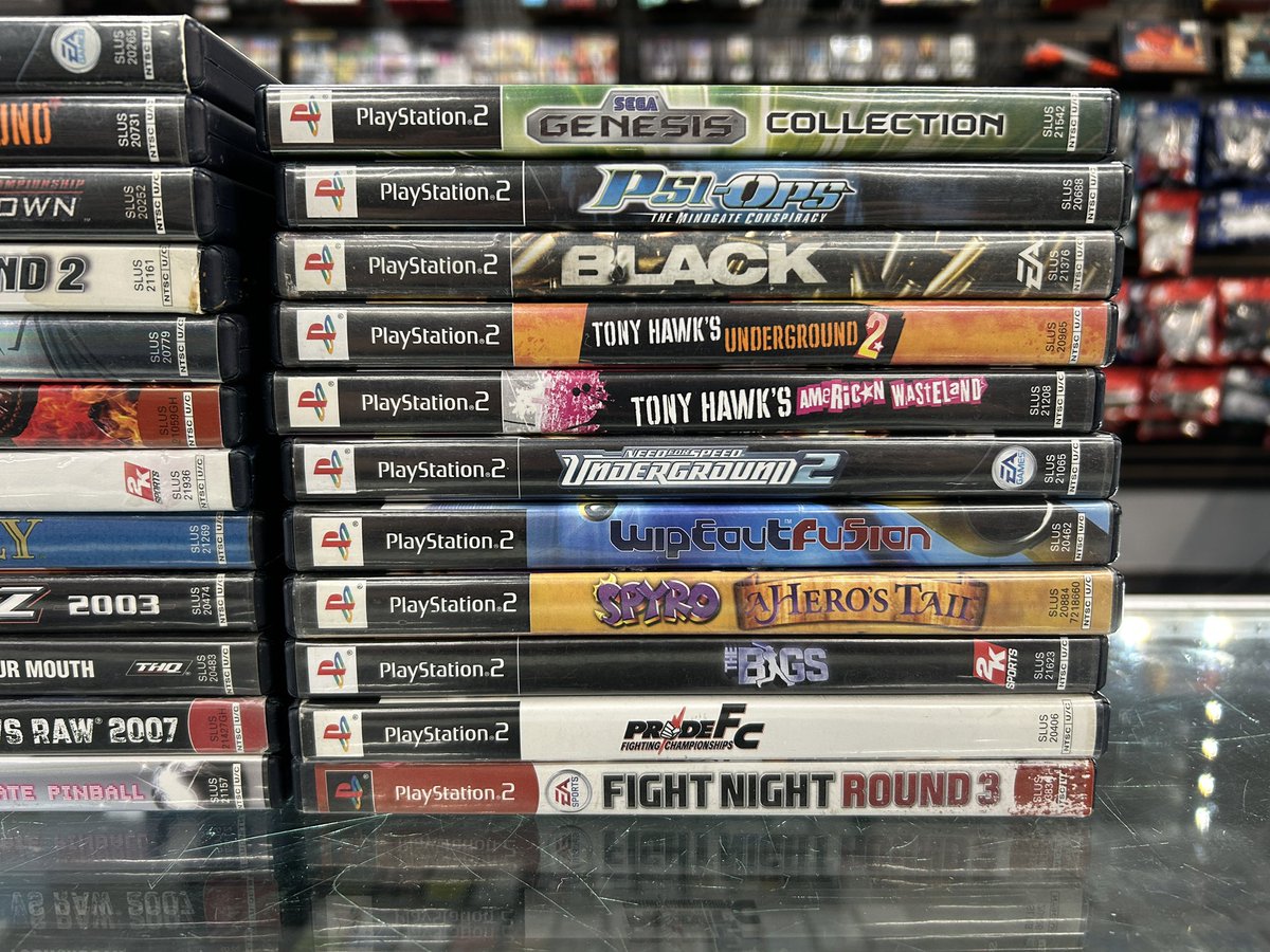 BlueShellGaming's tweet image. PS2 restock at BSG Bullard! Including WWE, Tony Hawk, Spyro, and more favorites!