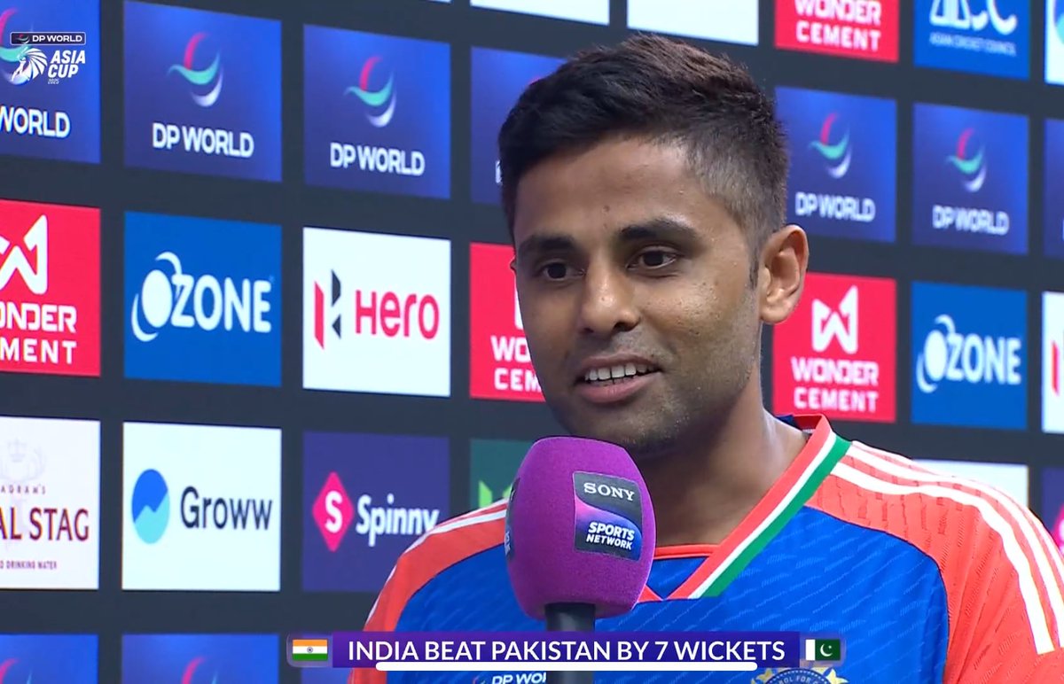 Crycloverajay's tweet photo. Suryakumar Yadav after the match:

“We express solidarity with families of Pahalgam terror attack victims. This win is for our armed forces and their bravery.” 🙏🇮🇳 https://t.co/neEim81p1M