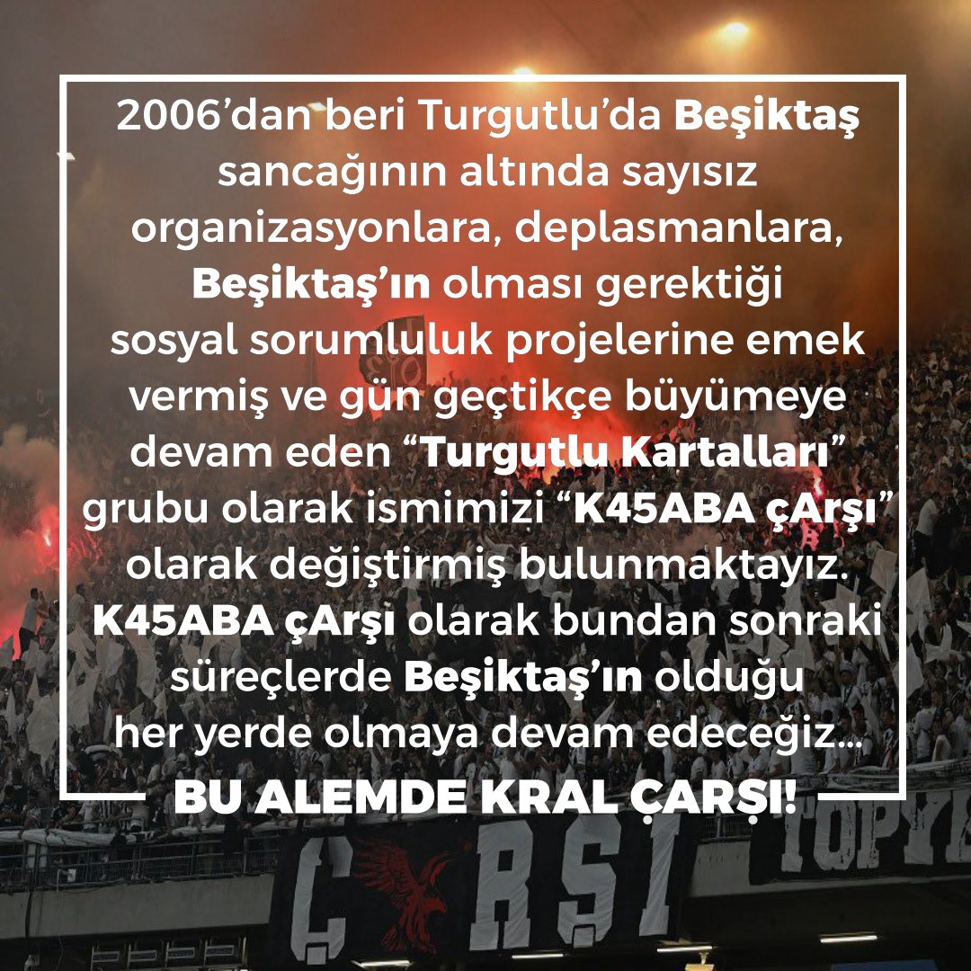 Tek kavgamız Beşiktaş, gayemiz Beşiktaş tribününü ilelebet ileriye taşımak ve asla eksiye düşürmemektir.

BU ALEMDE KRAL ÇARŞI!