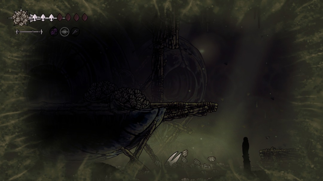 zher_tan's tweet photo. Spoilers for Silksong:

An easy way to beat Groal is just to camp in the corners:

- spitting projectiles aren't able to hit you
- you won't get sucked as the platforms block you
- immune to spawned enemies &amp; the saw
- immune to his white spell attack
- immune to him resurfacing https://t.co/KKckNkbZQ1
