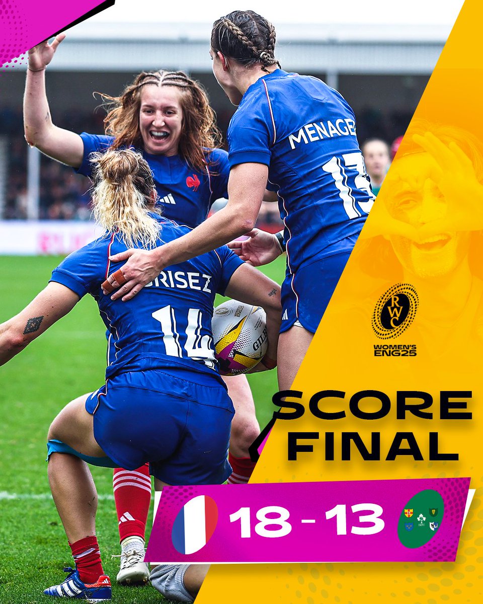 L'équipe de France en demi-finale après un match à couper le souffle !

Score : 18-13

#RWC2025