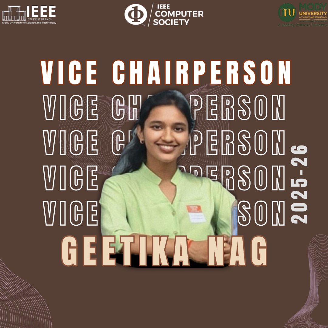 IEEE_CS_MUST's tweet photo. "A leader is one who knows the way, goes the way, and shows the way." – John C. Maxwell
IEEE Communication Society Student Chapter, Mody University of Science and Technology, is delighted to welcome Ms. Aditi Upadhyay as Vice Chairperson for the tenure 2025–2026. https://t.co/306FH6WxVv