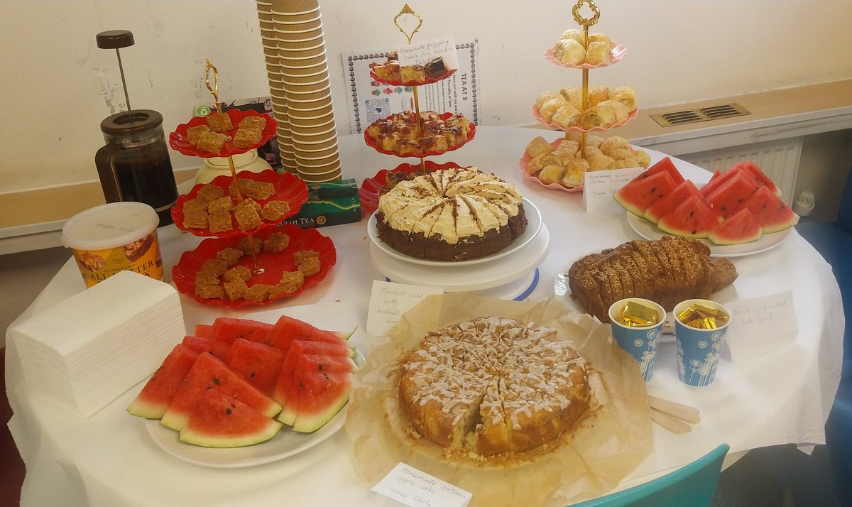 heidi_ed's tweet photo. It feels like the end of summer - so we had a robust #TeaAt3 this week. We had chocolate 🎂 with hazelnut icing, apple cake, white chocolate and gochujang  brownies, treacle and linseed soda bread and chicks in duvets.
#ItsMoreThanJustCake #BuildingCultureThroughRitual @RCollEM https://t.co/47b5hZfS8i