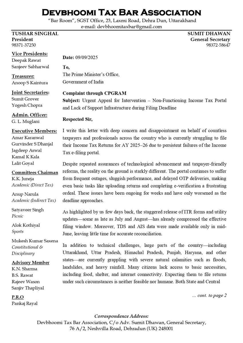 sumitgrv's tweet photo. @PMOIndia Sir, Urgent Appeal for Intervention –#NonFunctioning #IncomeTaxPortal and Lack of Support Infrastructure during #ITR_Filing Deadline. No OTPs, No AIS data available, No Challan generation, Slowest ITD portal, No Advance Tax, Guide: What to do?
@FinMinIndia @narendramodi https://t.co/yti9UpYImK